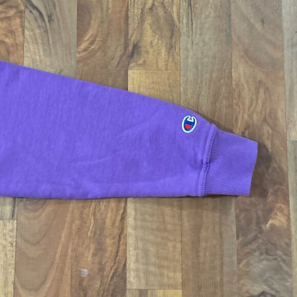 Champion Purple Sweatshirt Pullover Crewneck Sweater Shirt Top Pink Yellow Small - Picture 4 of 9